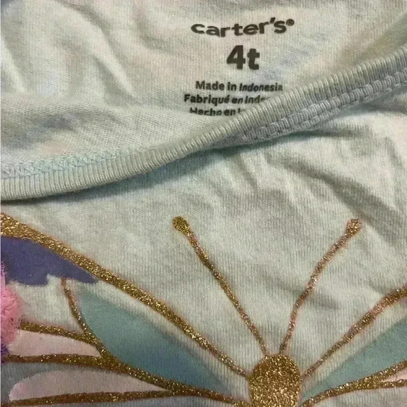 Carter’s Butterfly Shirt Girls Kids Size 4T Blue - Picture 4 of 5